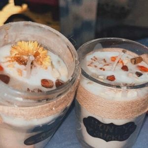 crystal, flower scented candles